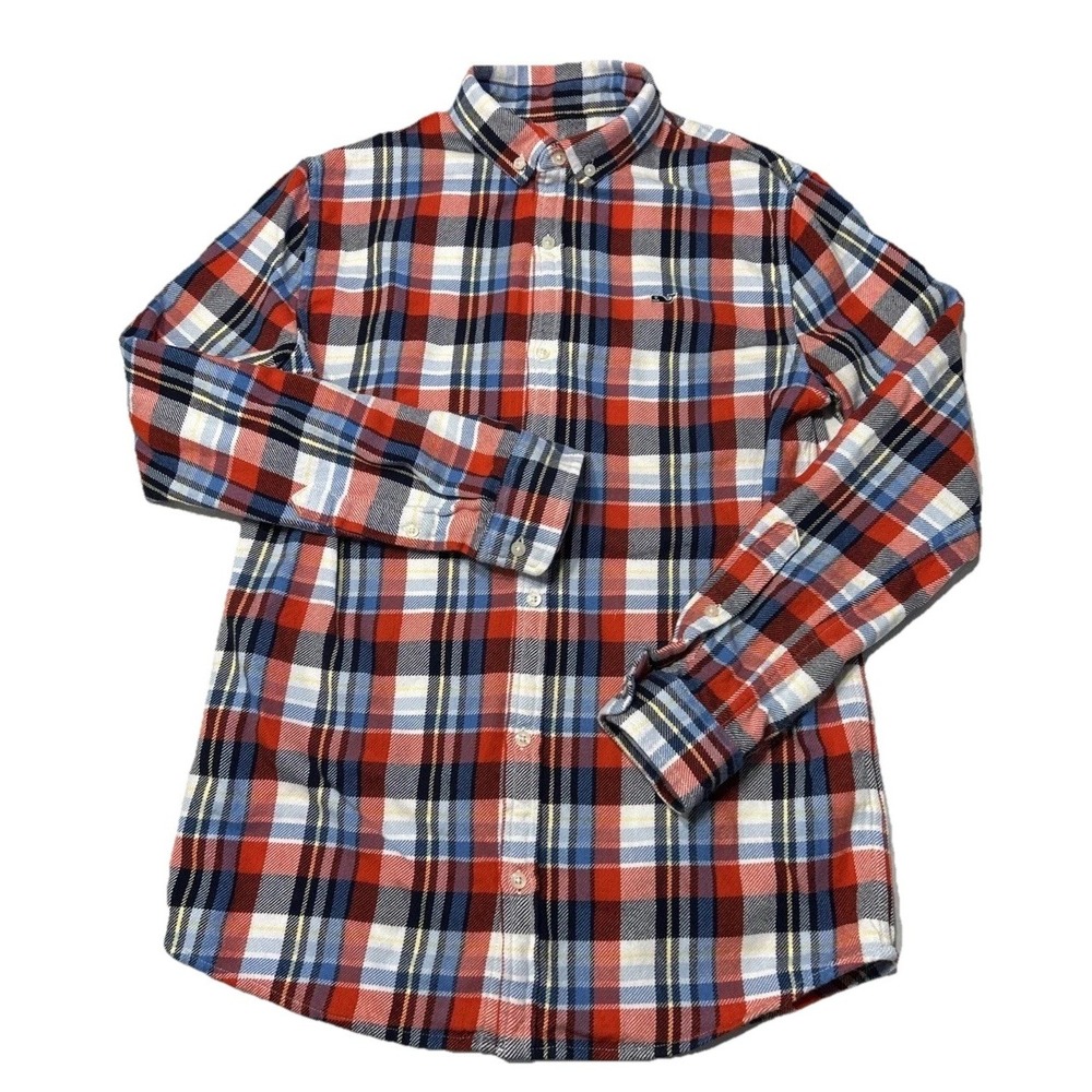 Boys Vineyard Vines Long Sleeve Flannel Shirt Button Front Sz Large 16
